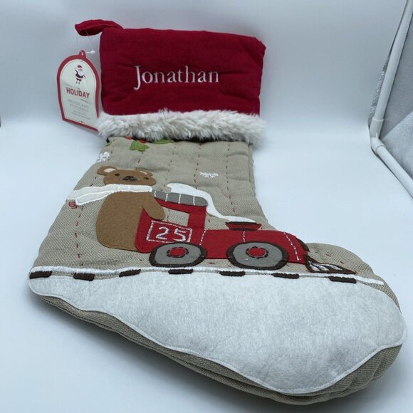 Pottery Barn Kids Jonathan Stocking Santa Train Christmas Holiday Xmas Quilted - Picture 10 of 13